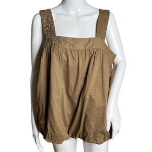 Banana Republic Heritage Shirt Womens Large‎ Brown Bubble Blouse Beaded Neutral